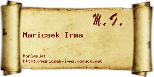 Maricsek Irma névjegykártya